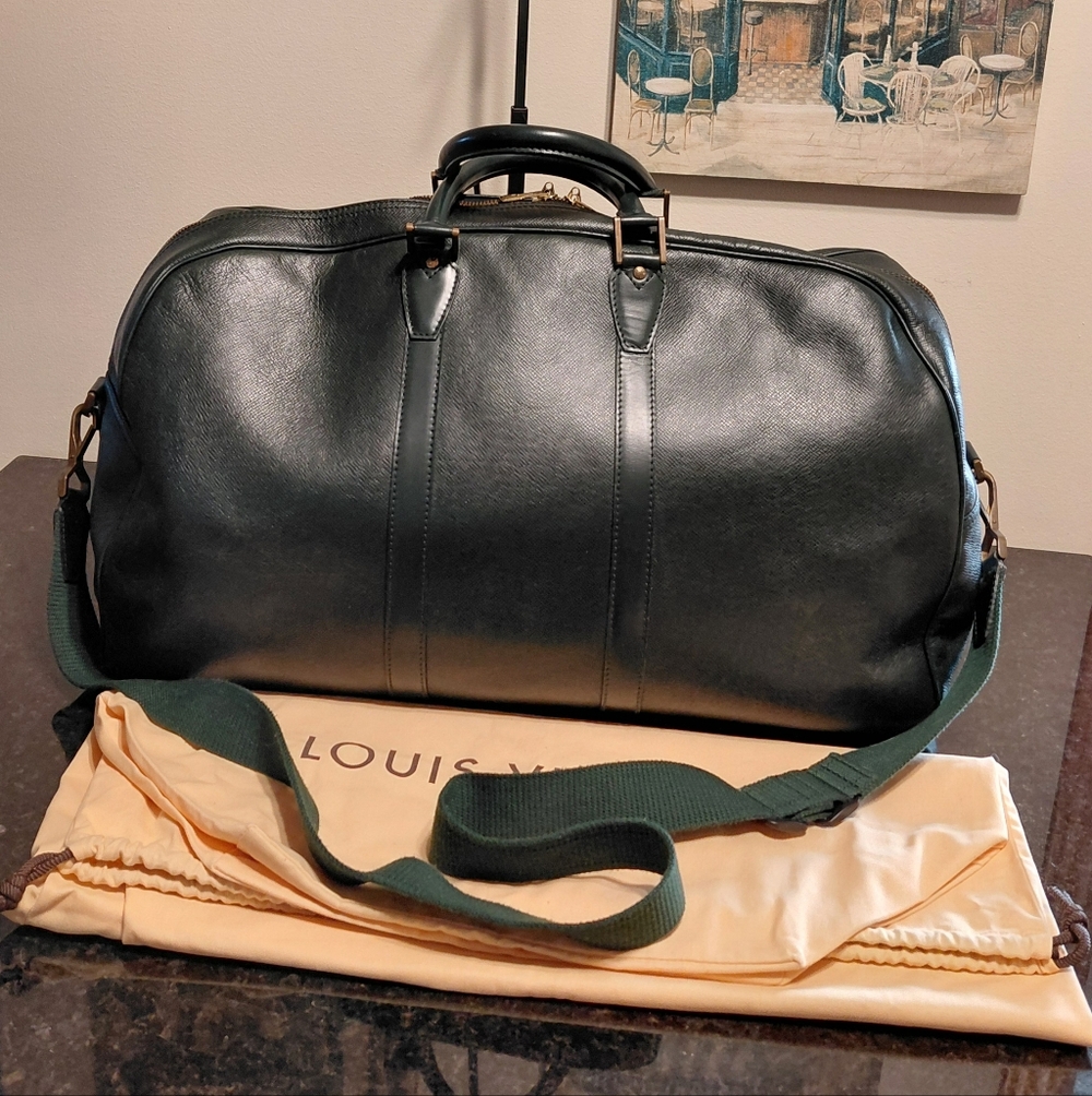Louis Vuitton Kendall Green Taiga Leather Keepall Travel Bag Duffle VGVC - Picture 2 of 16